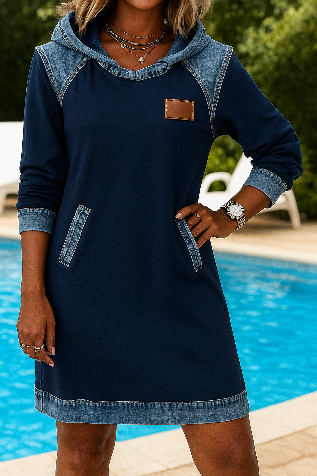 Denivra™ Denim Touch Hoodie Dress