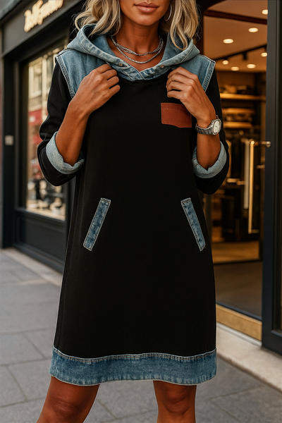 Denivra™ Denim Touch Hoodie Dress