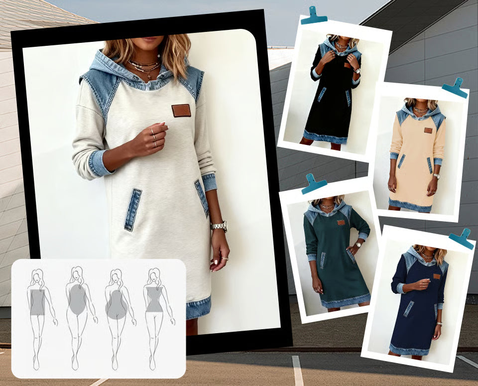 Denivra™ Denim Touch Hoodie Dress
