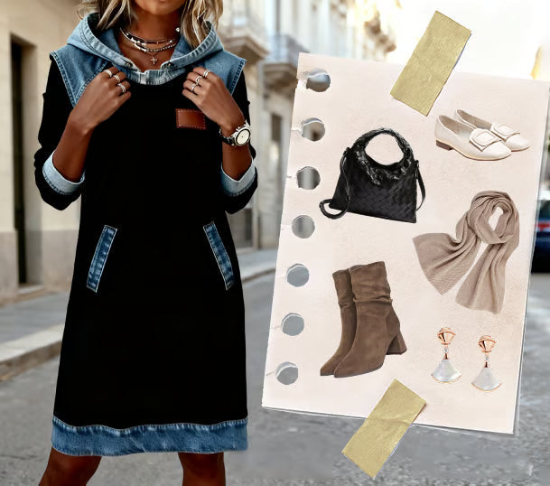 Denivra™ Denim Touch Hoodie Dress